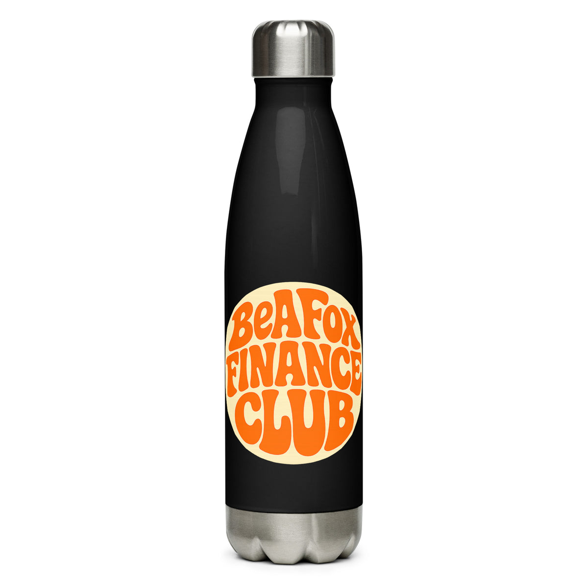 Finance-Club Trinkflasche in Schwarz – Vorderseite