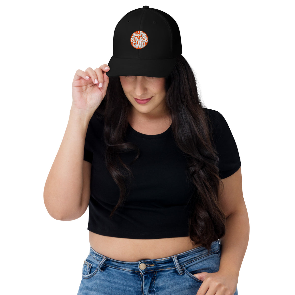 Finance-Club Trucker Cap in Schwarz – Vorderseite
