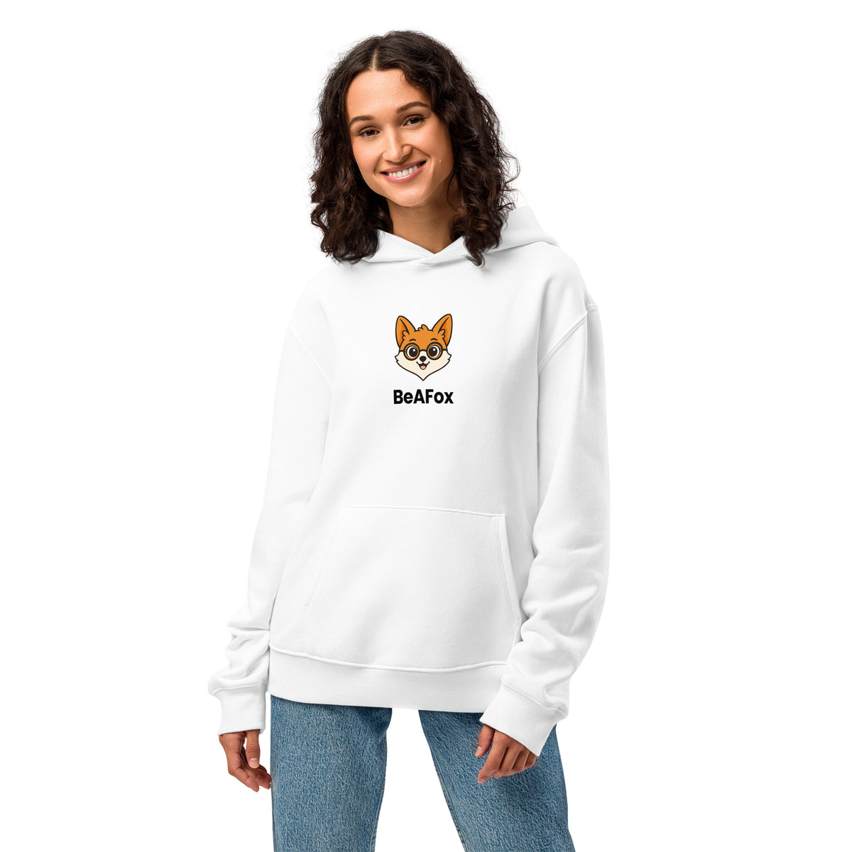 Finance-Club Oversized Hoodie Weiß – Vorderseite